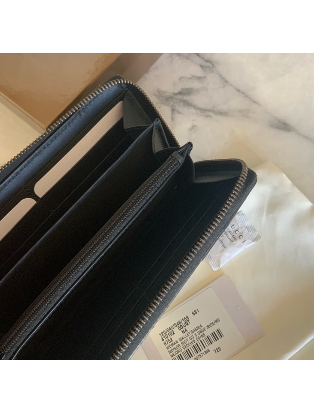 Gucci Monogram Zip Wallet in Black, Gold and Beige - Picture 10 of 14
